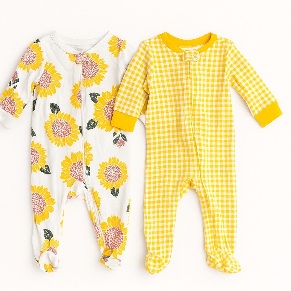 Carter's Yellow Sunflower and Gingham Footies